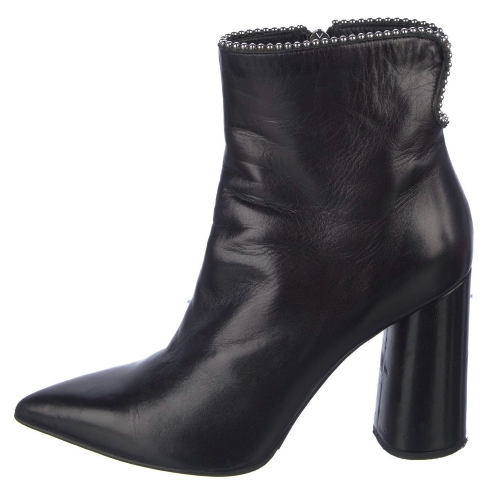 MA&LO ITALY Black Leather Beaded Accents Booties Boots Size 37 US 6.5 or 7